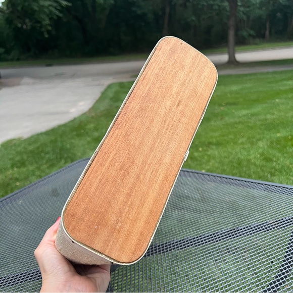 Vintage 1960's Jeweled Sequined/Rhinestones Peacock wood bottom Purse - Picture 9 of 16